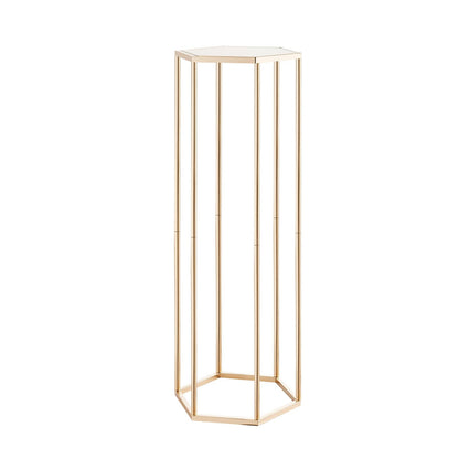 Wedding Flower Stand, 10PCS 80cm Column Flower Stand, Floral Stands with Acrylic Laminate, Hexagonal Cubic Floral Display Rack for Wedding, Party, Birthday, Home, French Gold Centerpiece Stands