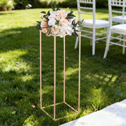 Wedding Flower Stand, 10PCS 80cm Column Flower Stand, Floral Stands with Hidden Screw, Rectangular Cubic Floral Display Rack for Wedding, Party, Birthday, Home, French Gold Centerpiece Stands