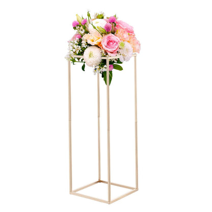 Wedding Flower Stand, 10PCS 80cm Column Flower Stand, Floral Stands with Hidden Screw, Rectangular Cubic Floral Display Rack for Wedding, Party, Birthday, Home, French Gold Centerpiece Stands