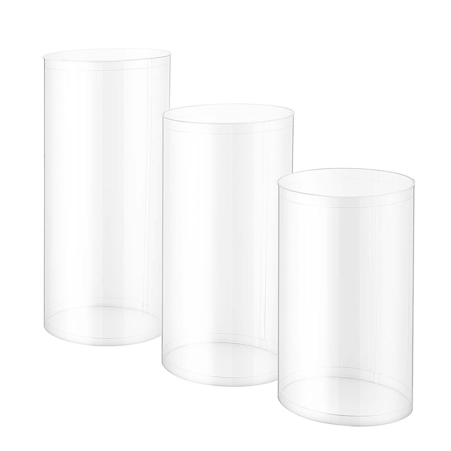 Wedding Flower Stand, 3PCS 60/75/90cm Round Cylinder Plinth, Clear Pedestal Stand with Transparent Acrylic Lid, Cylindrical Pedestal Stands for Wedding, Party, Birthday, Art Decor
