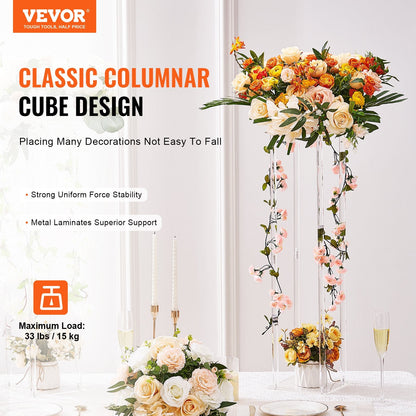 10PCS 0.6m High Acrylic Flower Stand, Geometric Centerpiece for Events & Decor