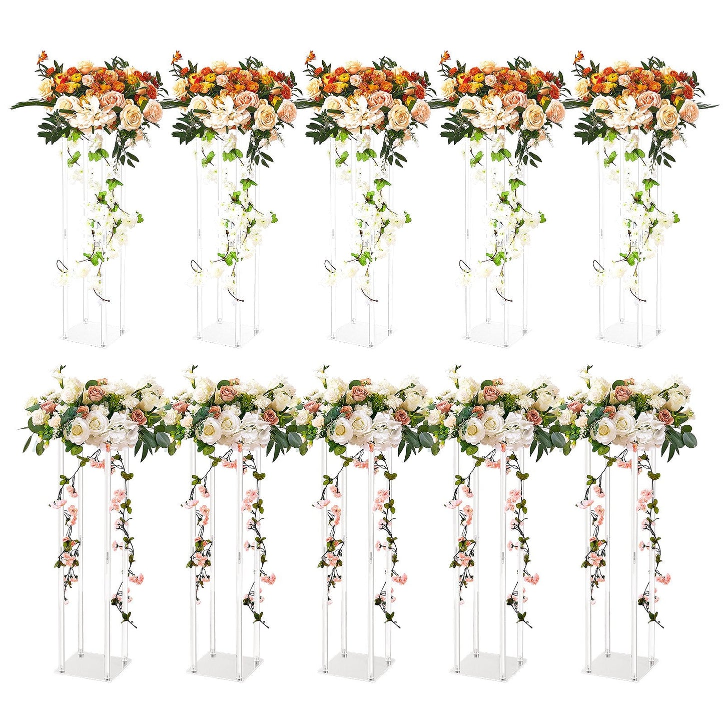 10PCS 0.6m High Acrylic Flower Stand, Geometric Centerpiece for Events & Decor