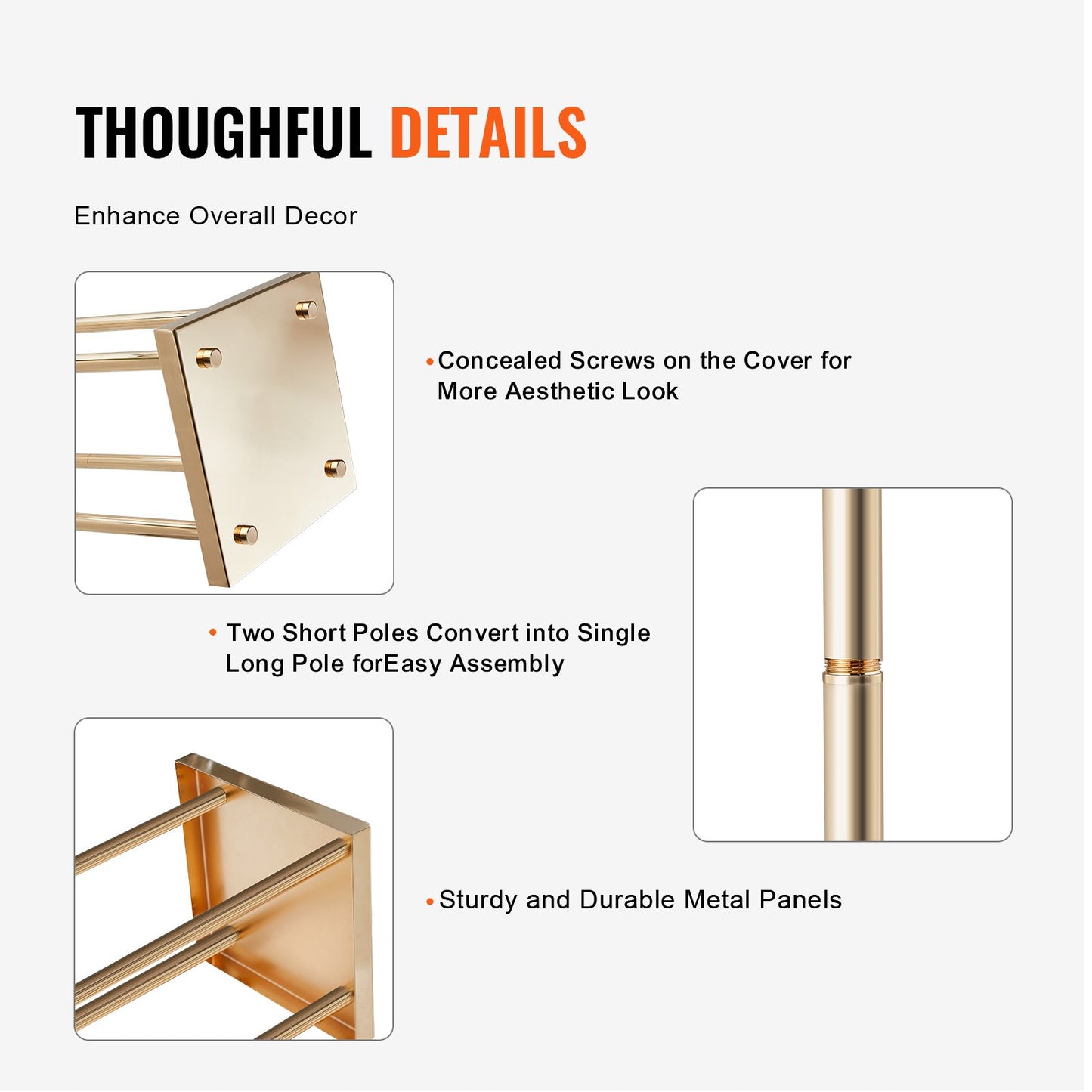 VEVOR 4PCS Gold Metal Column Wedding Flower Stand, 31.5inch/80cm High With Metal
