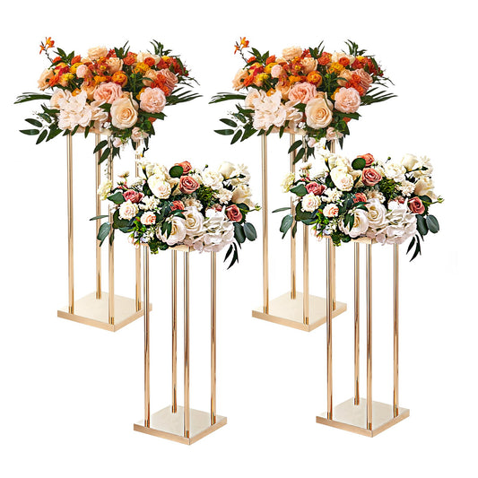 VEVOR 4PCS Gold Metal Column Wedding Flower Stand, 31.5inch/80cm High With Metal