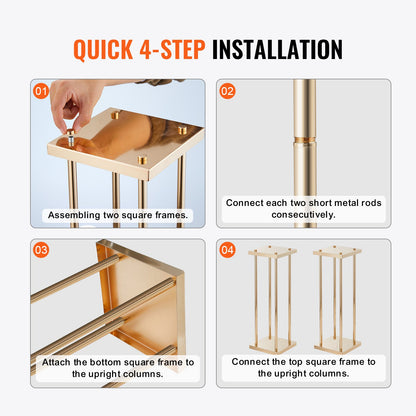 VEVOR 4PCS Gold Metal Column Wedding Flower Stand, 23.6inch /60cm High With Metal