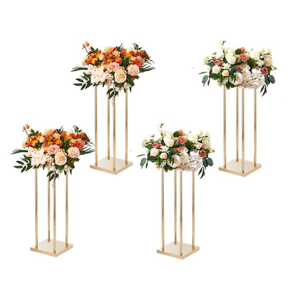 Gold Metal Flower Stand Set, 60cm Tall Geometric Display for Weddings & Events