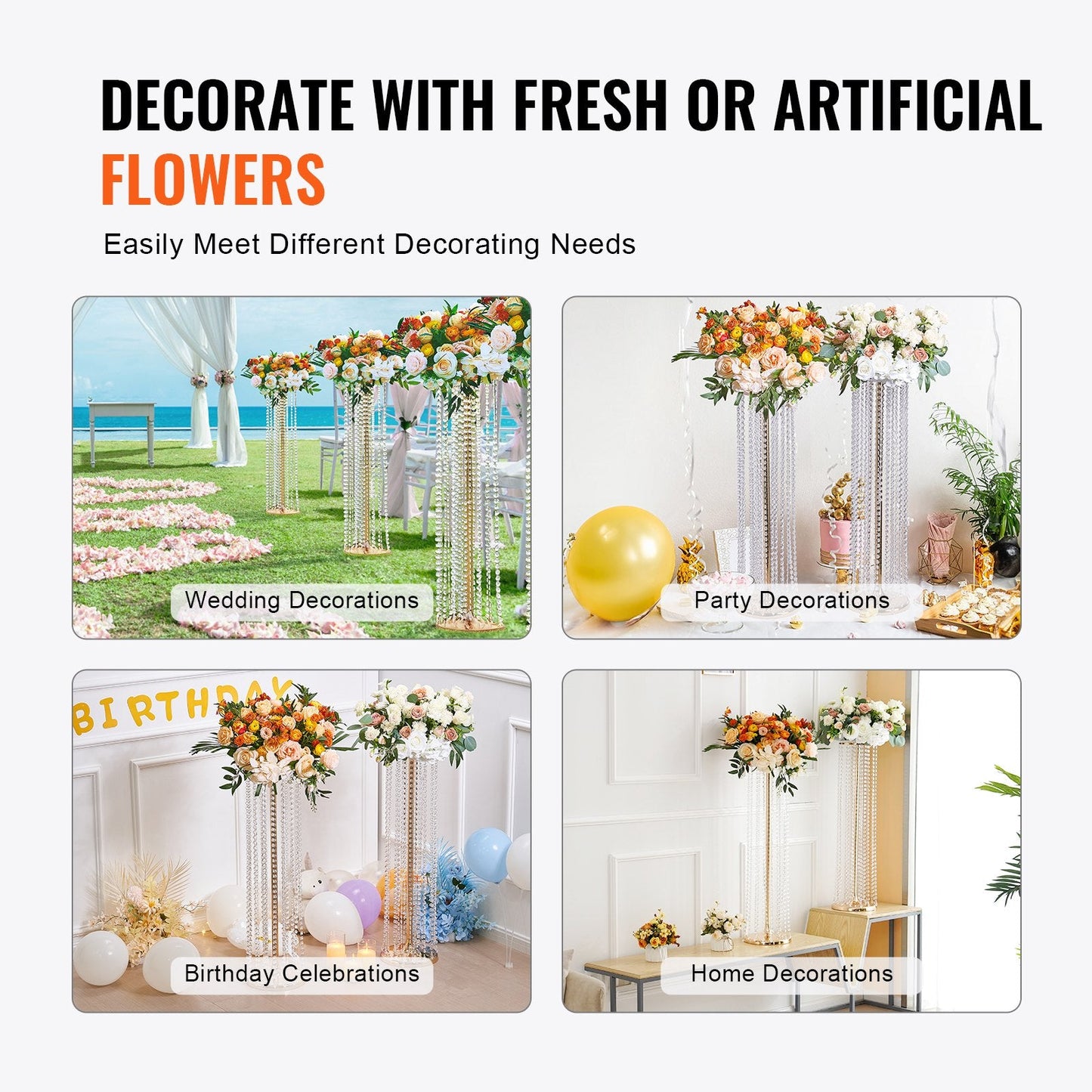 Luxurious 10PCS 0.9m Crystal Flower Stands for Weddings and Events Decor