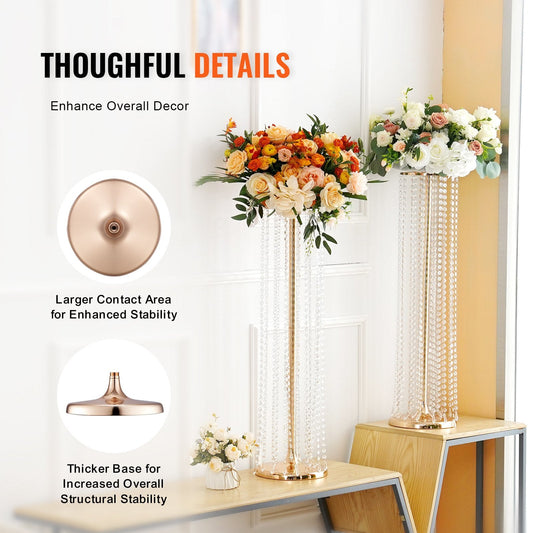 Luxurious 90cm Crystal Flower Stands for Weddings and Events, 2-Piece Set