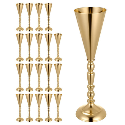 20 PCS Wedding Flower Vase, 43 cm Tall Trumpet Flower Table Centerpieces, Banquet Vases Easy Installation, Electroplated Versatile Arrangement Stand for Party Events Home Decor Reception, Gold