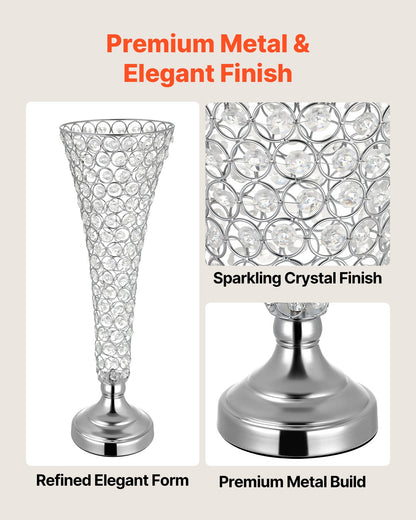 4 PCS Crystal Wedding Flower Vase, 51 cm Tall Flower Table Centerpieces, Crystal Cylinder Banquet Vases Easy Installation, Versatile Arrangement Stand for Party Events Room Home Decor, Silver