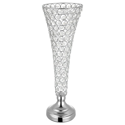 4 PCS Crystal Wedding Flower Vase, 51 cm Tall Flower Table Centerpieces, Crystal Cylinder Banquet Vases Easy Installation, Versatile Arrangement Stand for Party Events Room Home Decor, Silver