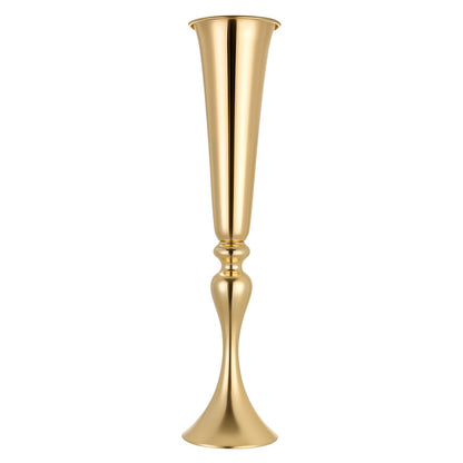 12 PCS Wedding Flower Vase, 55 cm Tall Trumpet Flower Table Centerpieces, Banquet Vases Easy Installation, Electroplated Versatile Arrangement Stand for Party Events Home Decor Reception, Gold