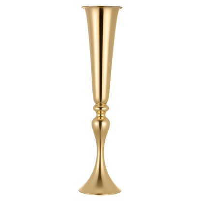 12 PCS Wedding Flower Vase, 55 cm Tall Trumpet Flower Table Centerpieces, Banquet Vases Easy Installation, Electroplated Versatile Arrangement Stand for Party Events Home Decor Reception, Gold