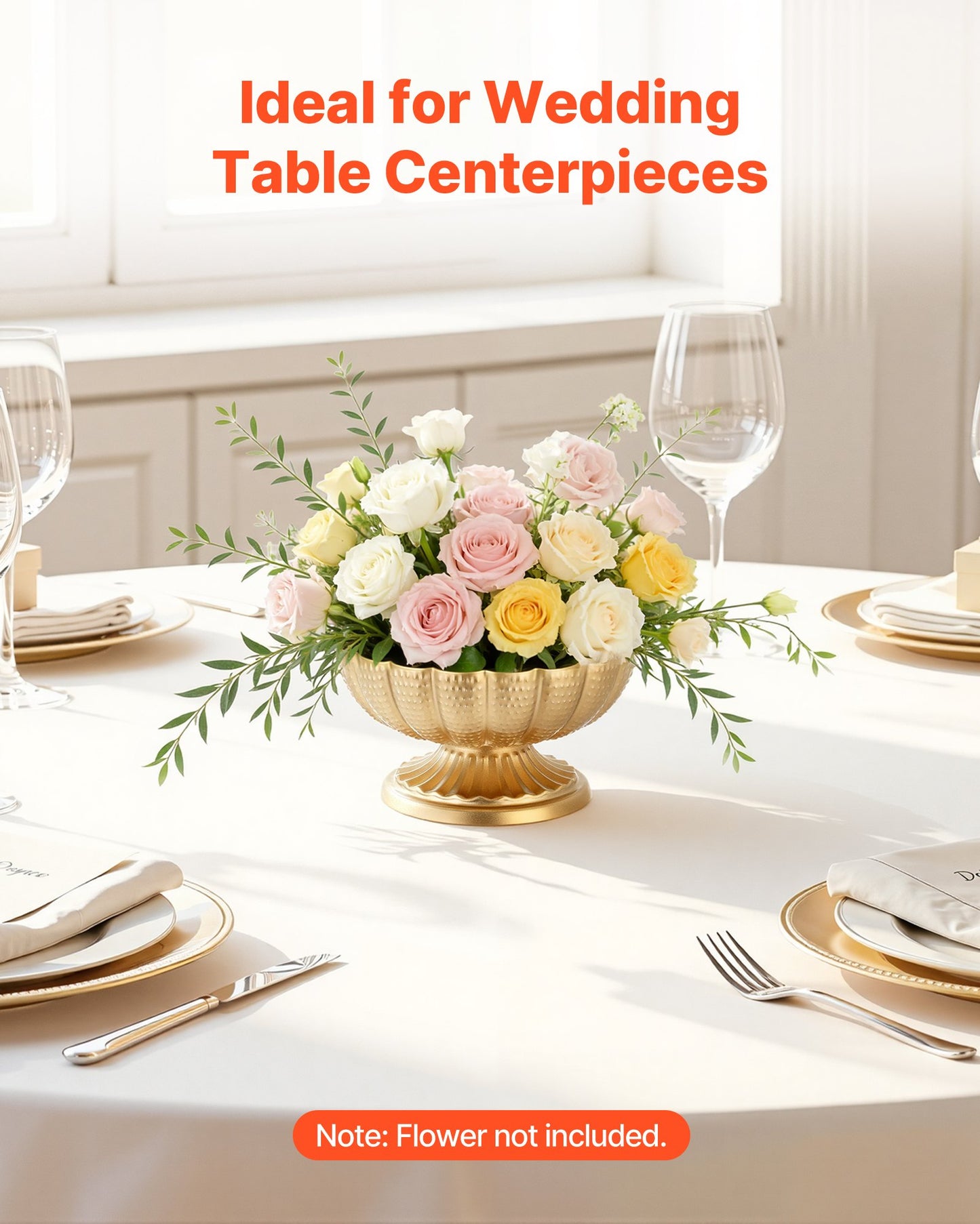 10 PCS Wedding Flower Vase, 12 cm Tall Mini Flower Table Centerpieces, Small Floral Bowl Decorative Easy Installation, Versatile Arrangement Stand for Party Events Home Decor Reception, Gold