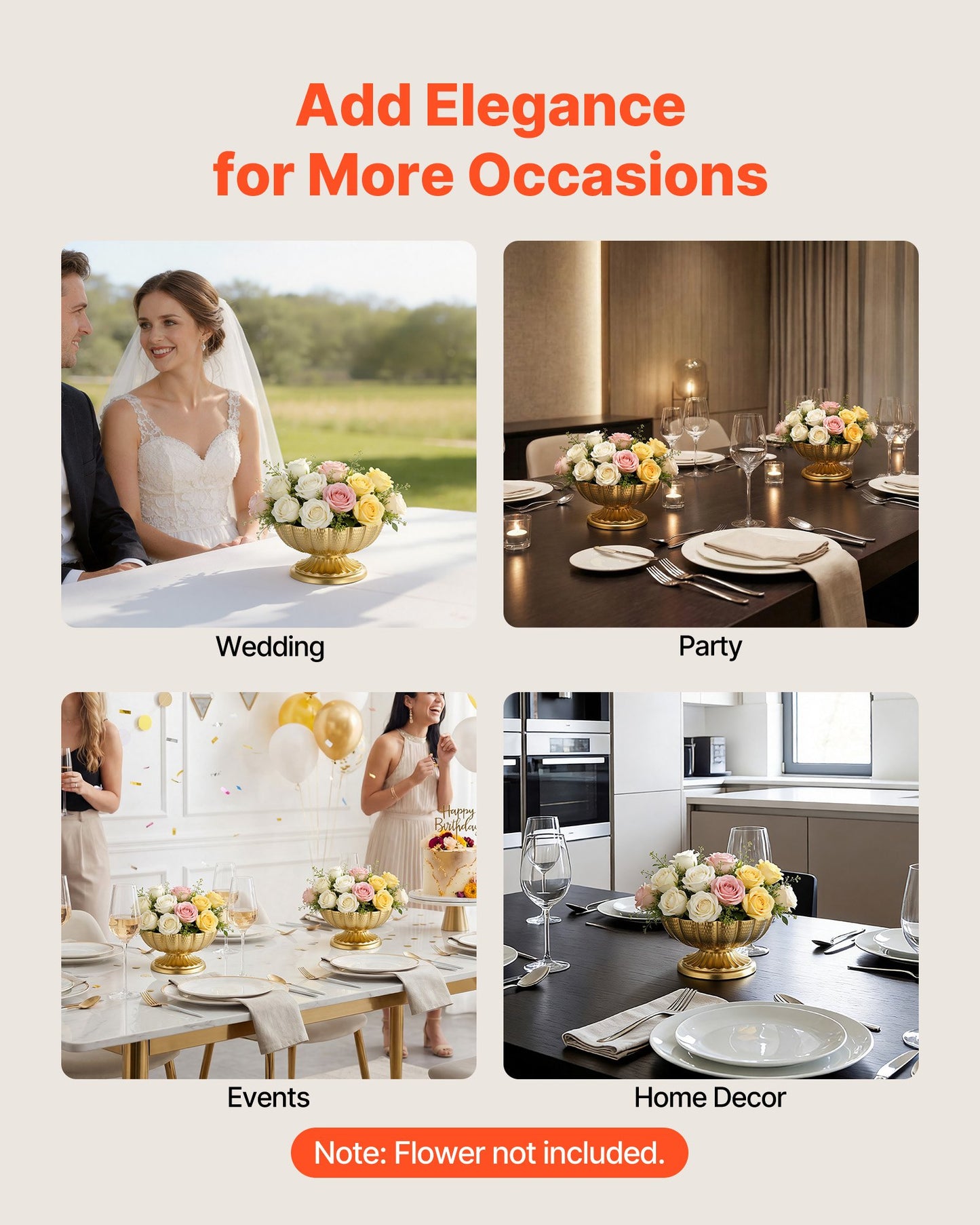10 PCS Wedding Flower Vase, 12 cm Tall Mini Flower Table Centerpieces, Small Floral Bowl Decorative Easy Installation, Versatile Arrangement Stand for Party Events Home Decor Reception, Gold