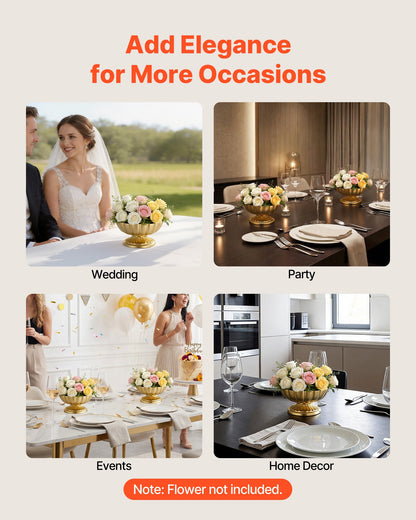 10 PCS Wedding Flower Vase, 12 cm Tall Mini Flower Table Centerpieces, Small Floral Bowl Decorative Easy Installation, Versatile Arrangement Stand for Party Events Home Decor Reception, Gold