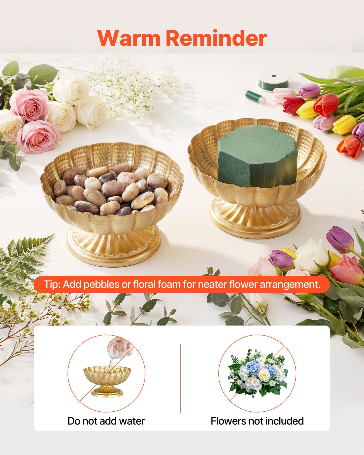 10 PCS Wedding Flower Vase, 12 cm Tall Mini Flower Table Centerpieces, Small Floral Bowl Decorative Easy Installation, Versatile Arrangement Stand for Party Events Home Decor Reception, Gold