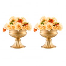 10 Gold Metal Flower Vase Stands for Wedding Table Decor, 16cm Height