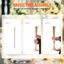 The 22.05 inch height displays floral centerpieces while preserving clear views across tables