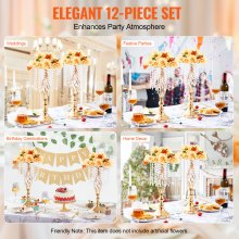 12-Piece 0.49m Crystal Flower Stand Vases for Weddings and Events Decor