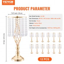 12-Piece 0.49m Crystal Flower Stand Vases for Weddings and Events Decor