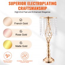 10-Piece 0.55m Tall Crystal Flower Stand Vase for Events and Decor, Gold Finish