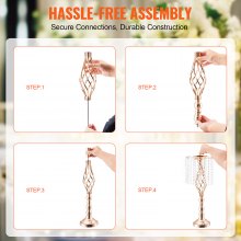 10-Piece 0.55m Tall Crystal Flower Stand Vase for Events and Decor, Gold Finish