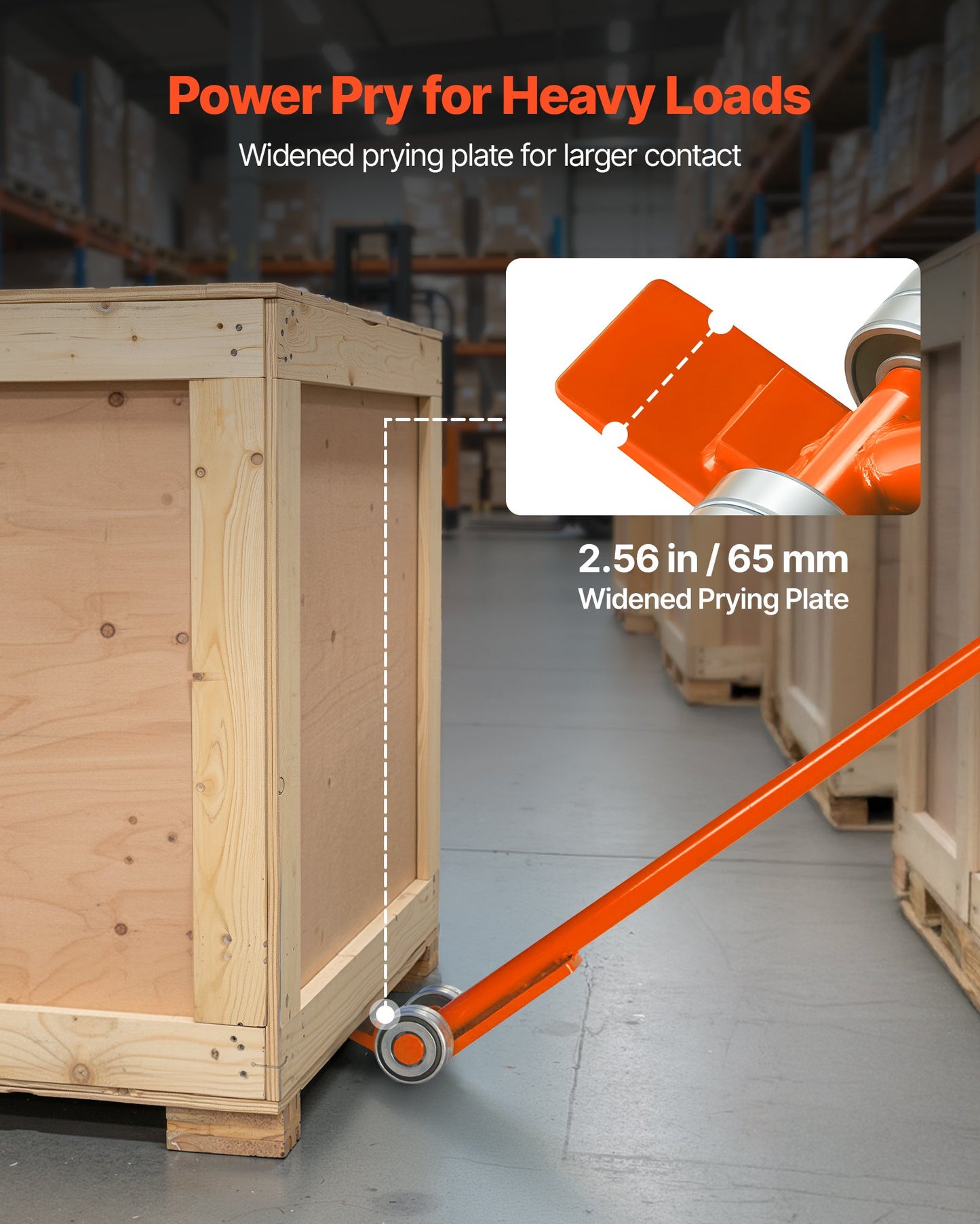 Prylever Bar, 2994 kg Weight Capacity, 1.4 m Carbon Steel Handle Lever Dolly, Pry Lever Bar with Wheels for Large Pallets, Heavy Items, Concrete Blocks, Heavy Duty Equipment Handling