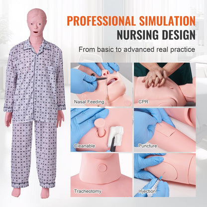 VEVOR Male Manikin Model Anatomical Nursing Training Patient Care Teach Practice