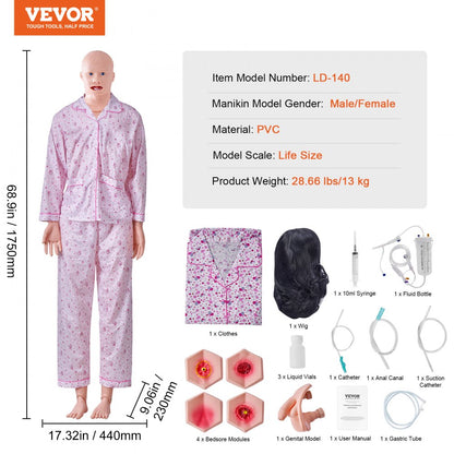 VEVOR Male/Female Manikin Model Anatomical Nursing Training Patient Care Teach
