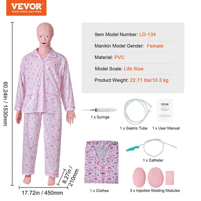 VEVOR Female Manikin Model Anatomical Nursing Training Patient Care Practice