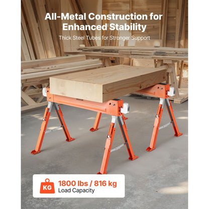 Saw Horses 2 Pack Work Bench Heavy Duty 816.5 kg Load Adjustable Height