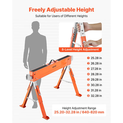 Saw Horses 2 Pack Work Bench Heavy Duty 816.5 kg Load Adjustable Height