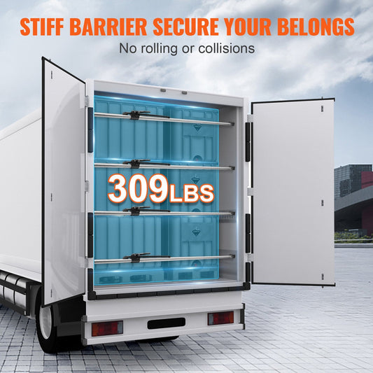 Adjustable Heavy-Duty Steel Cargo Stabilizer Bar, 89-104" (226-264 cm), 140 kg Capacity