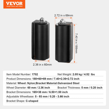 VEVOR Sliding Gate Kit 6” Rolling Hardware C-type Bracket for Connect Tracks