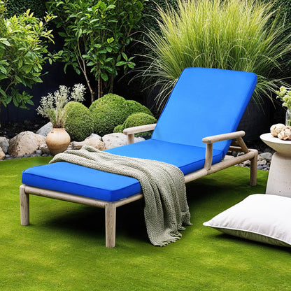 Chaise Lounge Cushion, 183 x 53.3 x 7.5 cm , Outdoor Lounge Chair Cushions, Waterproof & Fade-Resistant, Sun Lounger Replacement Cushions with Ties, Patio Lounger Pads for Pool Deck Lawn, Blue