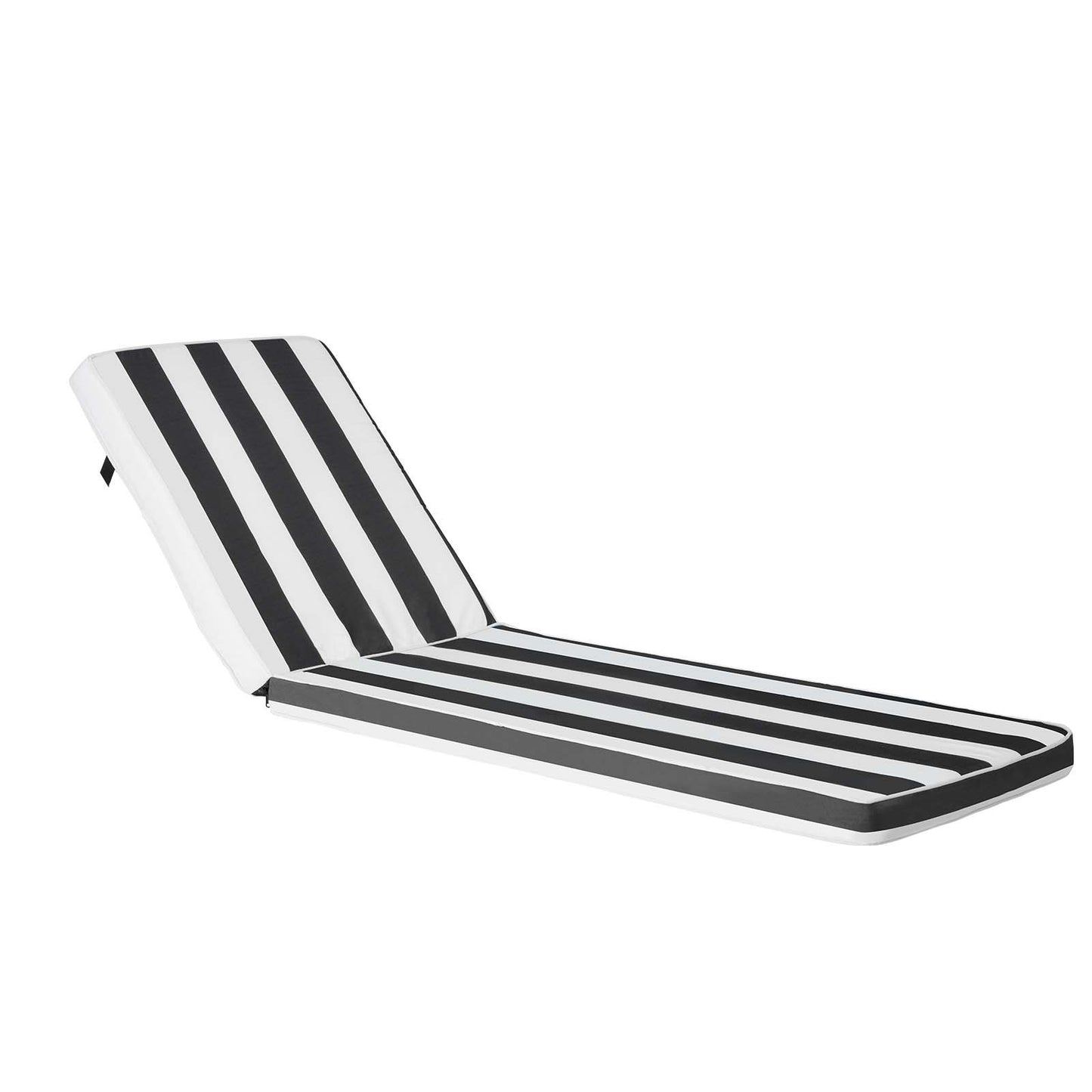 Chaise Lounge Cushion, 89x56x71 cm, Set of 2 Outdoor Lounge Chair Cushions, Waterproof & Fade-Resistant Sun Lounger Cushions with Ties, Patio Lounger Pads for Pool Deck, Black & White Stripes
