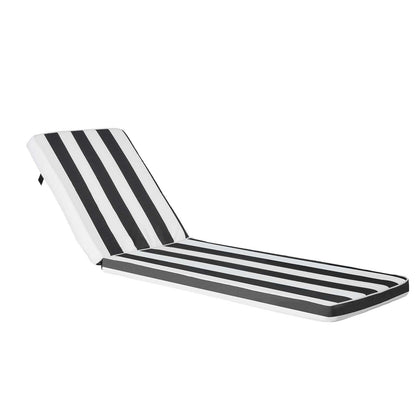 Chaise Lounge Cushion, 89x56x71 cm, Set of 2 Outdoor Lounge Chair Cushions, Waterproof & Fade-Resistant Sun Lounger Cushions with Ties, Patio Lounger Pads for Pool Deck, Black & White Stripes