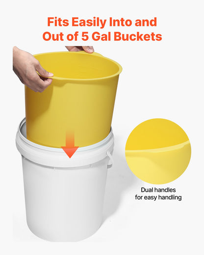 2 Pcs 18.9L Bucket Liner for Concrete Mix, Reusable Silicone Mortar Bucket Liner for Thinset Paint Concrete Epoxy Mixing, Heavy-duty Grout Mixer Insert with Measurements, Blue & Yellow
