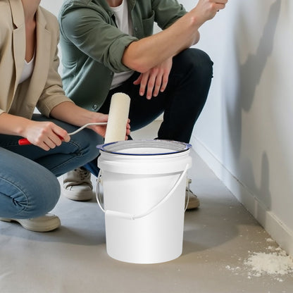 2 Pcs 18.9L Bucket Liner for Concrete Mix, Reusable Silicone Mortar Bucket Liner for Thinset Paint Concrete Epoxy Mixing, Heavy-duty Grout Mixer Insert with Measurements, Blue & Yellow
