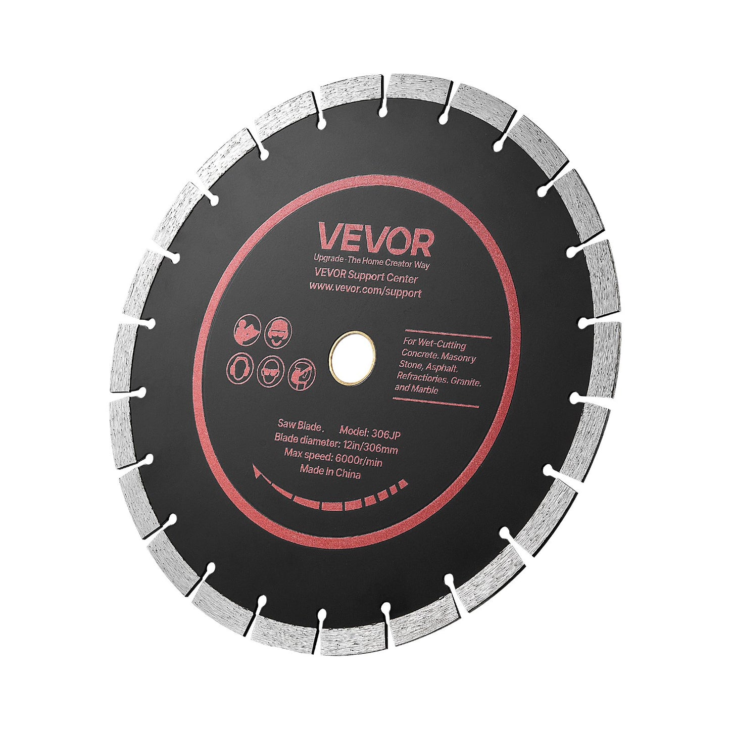 Diamond Blades 306 mm, 3-Pack Concrete Saw Blade Set, 25.4 mm Arbor, High-Hardness Diamond Segments, 65Mn Steel Core, Dry Wet Cutting, Clean Edges for Concrete, Masonry, Brick, Stone, Granite