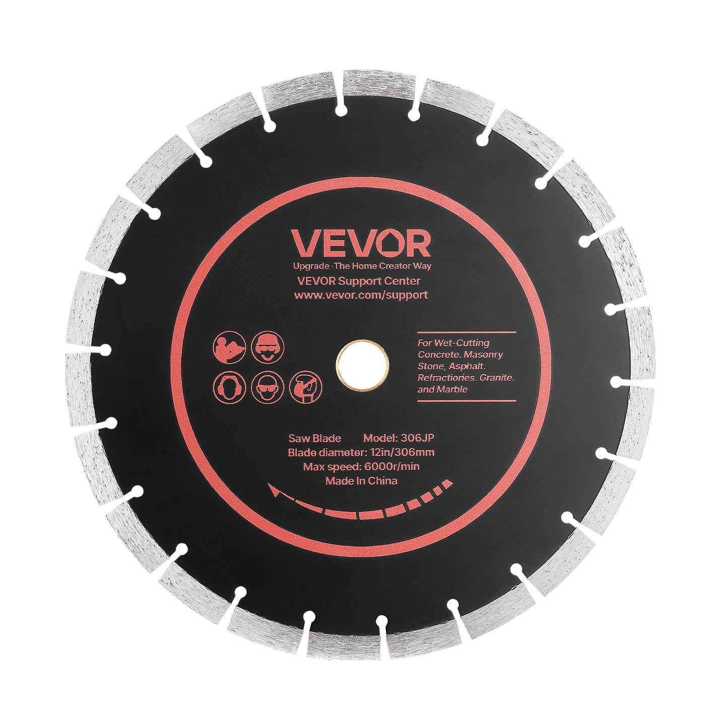 Diamond Blades 306 mm, 3-Pack Concrete Saw Blade Set, 25.4 mm Arbor, High-Hardness Diamond Segments, 65Mn Steel Core, Dry Wet Cutting, Clean Edges for Concrete, Masonry, Brick, Stone, Granite