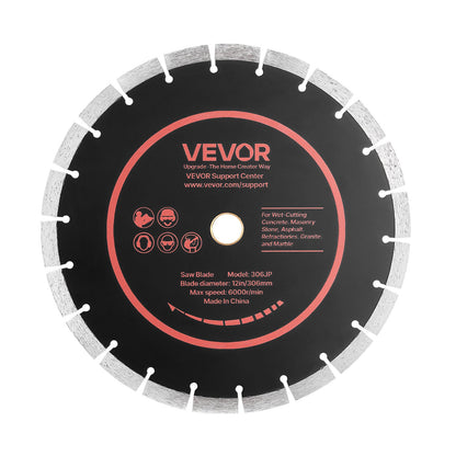 Diamond Blades 306 mm, 3-Pack Concrete Saw Blade Set, 25.4 mm Arbor, High-Hardness Diamond Segments, 65Mn Steel Core, Dry Wet Cutting, Clean Edges for Concrete, Masonry, Brick, Stone, Granite