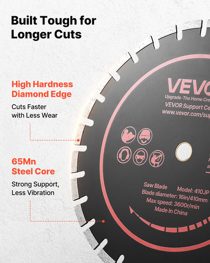 Diamond Blades 410 mm, 3-Pack Concrete Saw Blade Set, 25.4 mm Arbor, High-Hardness Diamond Segments, 65Mn Steel Core, Dry Wet Cutting, Clean Edges for Concrete, Masonry, Brick, Stone, Granite