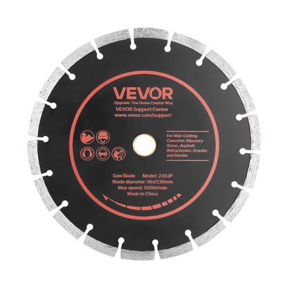 Diamond Blades 230 mm, 3-Pack Concrete Saw Blade Set, 22.2 mm Arbor, High-Hardness Diamond Segments, 65Mn Steel Core, Dry Wet Cutting, Clean Edges for Concrete, Masonry, Brick, Stone, Granite
