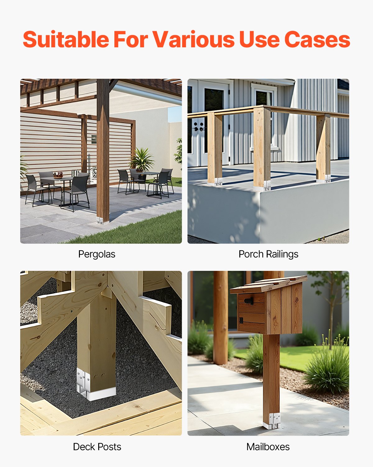 6x6 Post Base 10 Pcs, Inner Size 5.49x5.57inch/139.5x141.5mm Concrete Post Anchor, Heavy-Duty Zinc-Plated Carbon Steel Posts Brackets with 1 Inch Standoff Elevation, for Concrete Pergolas Patio
