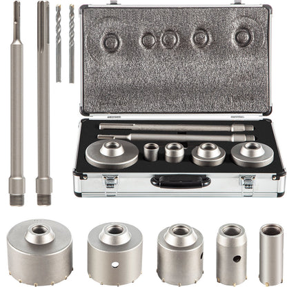 Concrete Hole Saw Kit, 30-100mm, SDS Plus/Max, Carbon Steel, 4-in-1 Set
