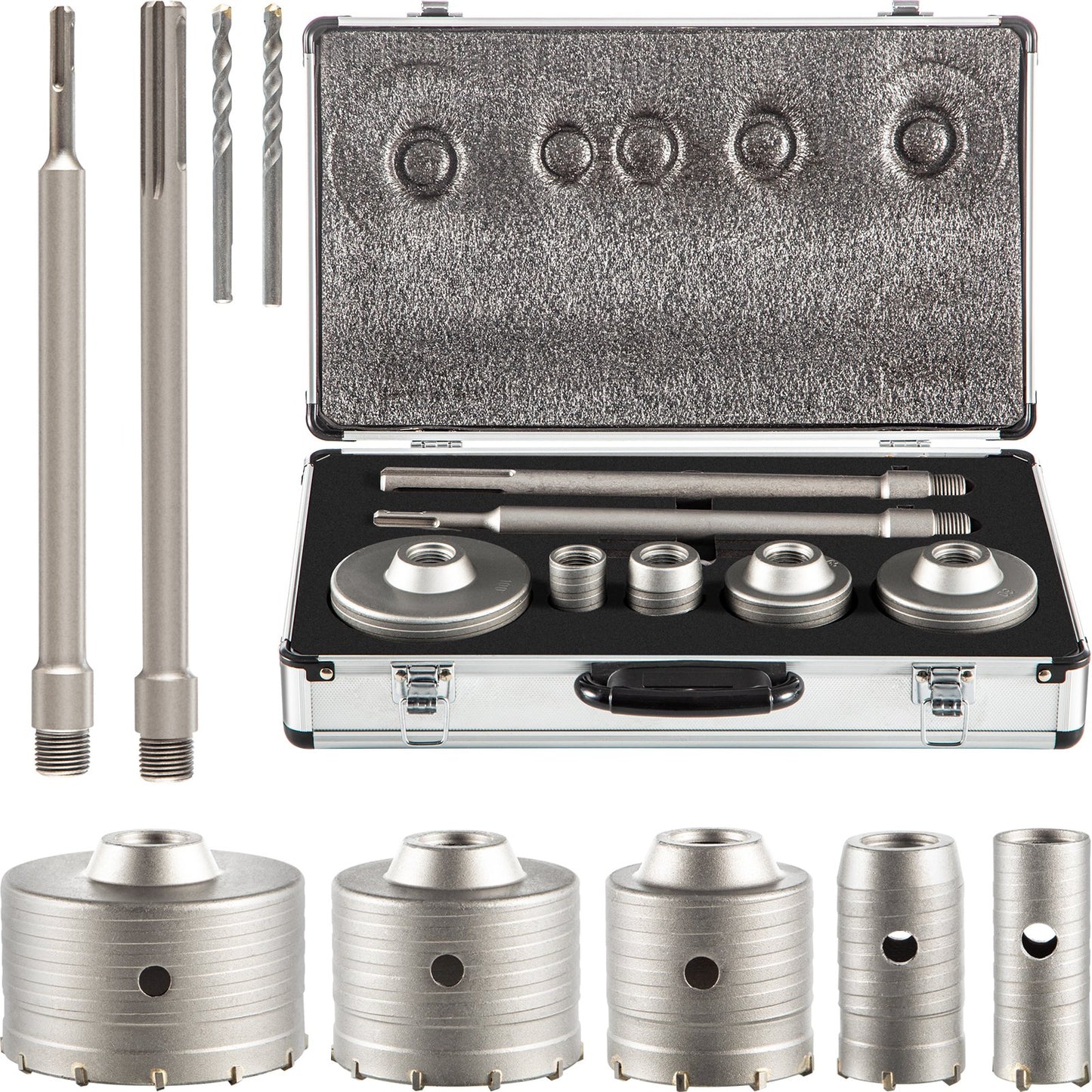 VEVOR Concrete Hole Saw Kit, 1-2/11\", 1-3/5\", 2-9/16\", 3-5/32\", 3-15/16\" Drill