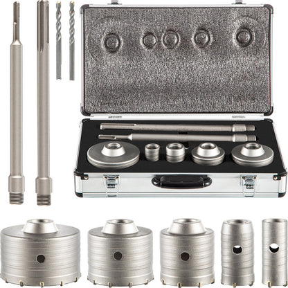 VEVOR Concrete Hole Saw Kit, 1-2/11\", 1-3/5\", 2-9/16\", 3-5/32\", 3-15/16\" Drill