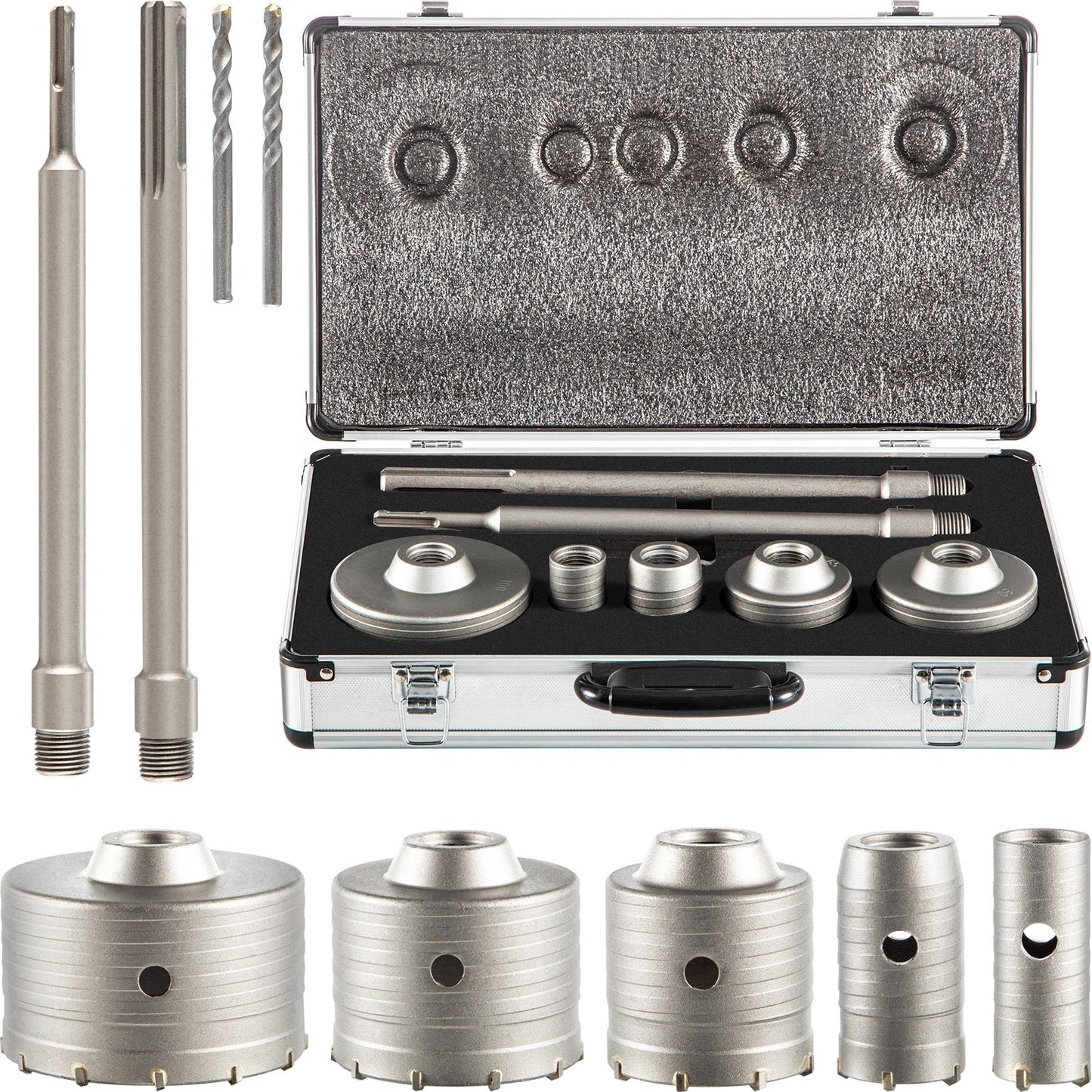 Concrete Hole Saw Kit, 30-100mm, SDS Plus & MAX Shank for Stone and Cement
